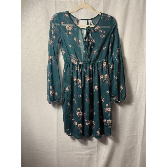 Mudd Dresses & Skirts - MUDD TEAL SHEER DRESS SIZE XSMALL
